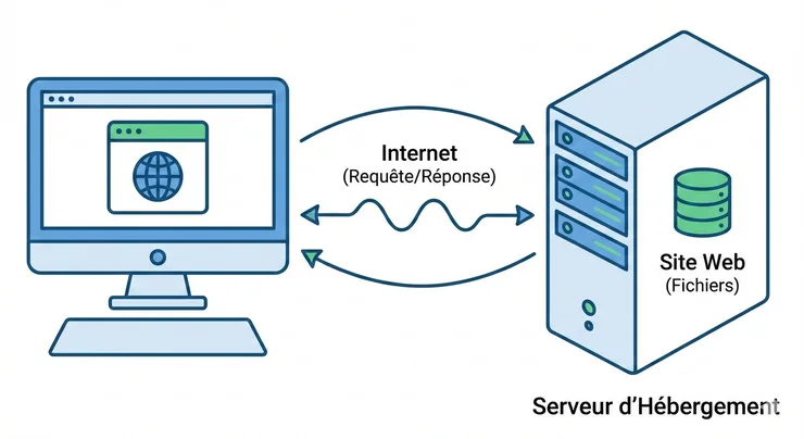 Schèma explication serveur hébergement site web