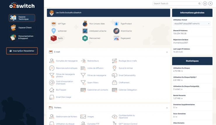 cpanel O2switch