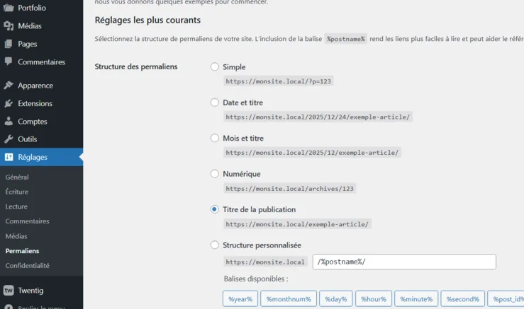 les permaliens dans wordpress