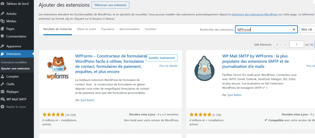 installer wpforms